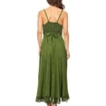 thumbnail image 2 of Sakkas Stonewashed Rayon Embroidered Adjustable Spaghetti Straps Long Dress - Green - 1X/2X, 2 of 5