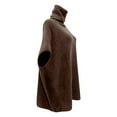 thumbnail image 4 of Essentials Women's Sweater Elegant Turtleneck Half Sleeve Shawl Solid Knitted Cape 2025 Fall Outfits Brown, 4 of 5