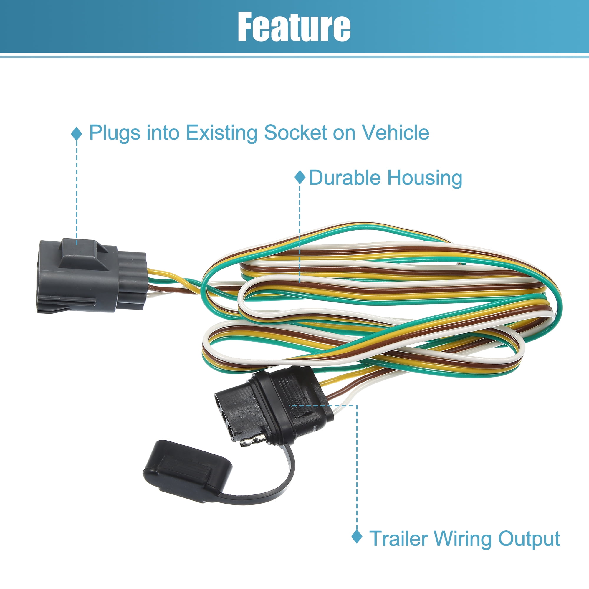 Unique Bargains 4 Pin 4 Way Trailer Wiring Harness Kit for Chevrolet and for GMC Vehicles