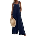 thumbnail image 5 of Women's Casual Loose Overalls Jumpsuits Adjustable Straps Wide Leg Long Pant Rompers With Pockets, 5 of 6