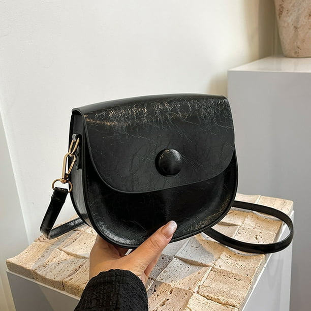 Bolso bandolera pequeño y elegante de piel sintética para mujer, de color liso, moderno y elegante.