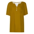 thumbnail image 5 of Pxiakgy Short Sleeve T Shirts for Women V Neck Button Down Tops with Pocket Loose Fit Blouse for Daily Wear Henley Summer Tops Casual Button Down Shirts Loose Fitted Gradient Tees Fashion Gold 3Xl, 5 of 5