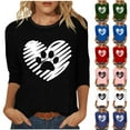 thumbnail image 1 of QTOCIO 3/4 Hauts à Manches pour Femmes, Hauts d'Été à Manches 3/4 pour Femmes, T-shirt Imprimé Mode pour Femmes Blouse à Manches 3/4 Col Rond Haut Décontracté, 1 of 6