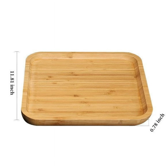 Bamboo Serving Tray Square Coffee Breakfast Bread Tray Fruit Tray Wooden Tableware Kitchen Supplies 11.81 x 11.81 x 0.78 inch