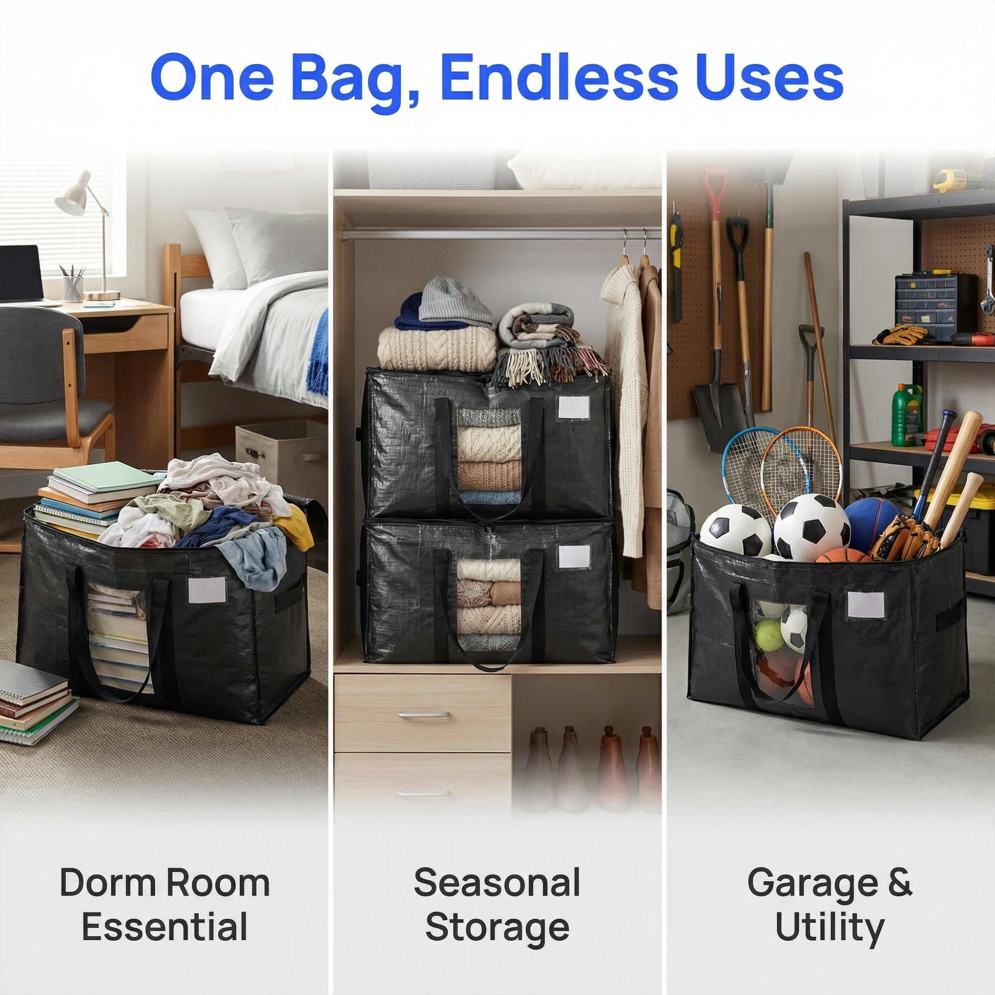 Unique Bargains Storage Bags for and Closet with Handles Black 27.56"x13.78"x16.54"