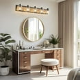 thumbnail image 5 of ACE-LIGHTS,5-Light Farmhouse Vanity Light Fixture,Bathroom Wall Sconce(Bulb Not Included) with Clear Seeded Glass Shades,Modern Industrial Design for Bathroom,Bedroom,Entrance,Passage(Black), 5 of 11