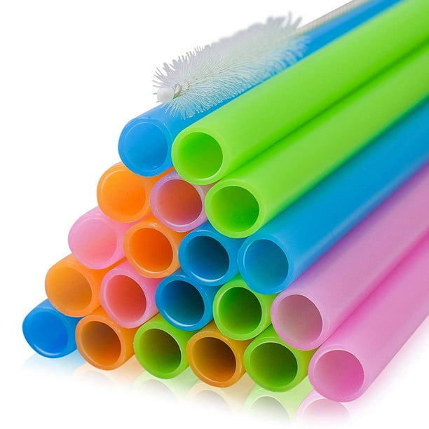Reusable Smoothie Straws by 20 Pack Extra Long and Wide Great for