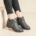 thumbnail image 5 of Women's Ankle Boots - Classic Side Zip, Comfortable Platform, Cover with Buckle Strap, Round Toe, Low Chunky Heel Comfort Slip On Fashion Grey Boots., 5 of 7