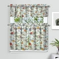 thumbnail image 1 of Farmhouse Bohemian Curtains 36 Inch Short - 3 Panel Floral Vintage Set with Rustic Botanicals, Rod Pocket, 1 of 3