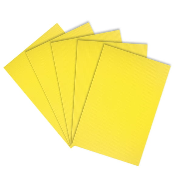 Unique Bargains Corrugated Plastic Sheets,8 Inch x 12 Inch,Waterproof Sign Blank Board Yellow 5pcs