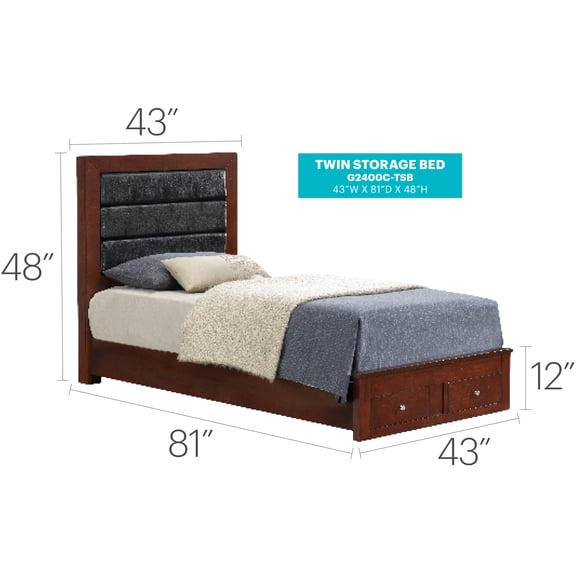 Glory Furniture Burlington G2400C-TSB Twin Storage Bed , Cherry