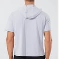 thumbnail image 3 of FRSASU Men's Short Sleeve Hoodie Gym Shirts Lightweight Quick-Dry Athletic Pullover Hooded Workout Fitness Tee Gray, 3 of 7