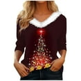 thumbnail image 2 of Lroveb Christmas Shirts for Women Plus Size Womens Holiday Tops Long Sleeve Faux V Neck T Shirt Xmas Tree Snowflakes Graphic Top Loose Blouse Graphic T Shirts, 2 of 5