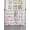 thumbnail image 5 of Pink Flamingo Bathroom Window Curtain, Summer Tropical Animals Grey Plaid Light Filtering Coffee Kitchen Curtains, Bedroom Living Room Curtains 2 Panel 84"x45", 5 of 6