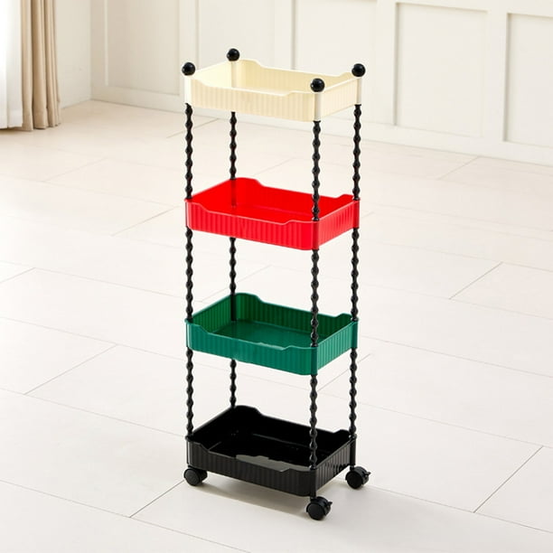 Zapatero para armario, sala de estar, carrito de refrigerios y frutas, estante de almacenamiento móvil multifuncional de cuatro niveles, estantería para bebés, baño y cocina, estante de almacenamiento
