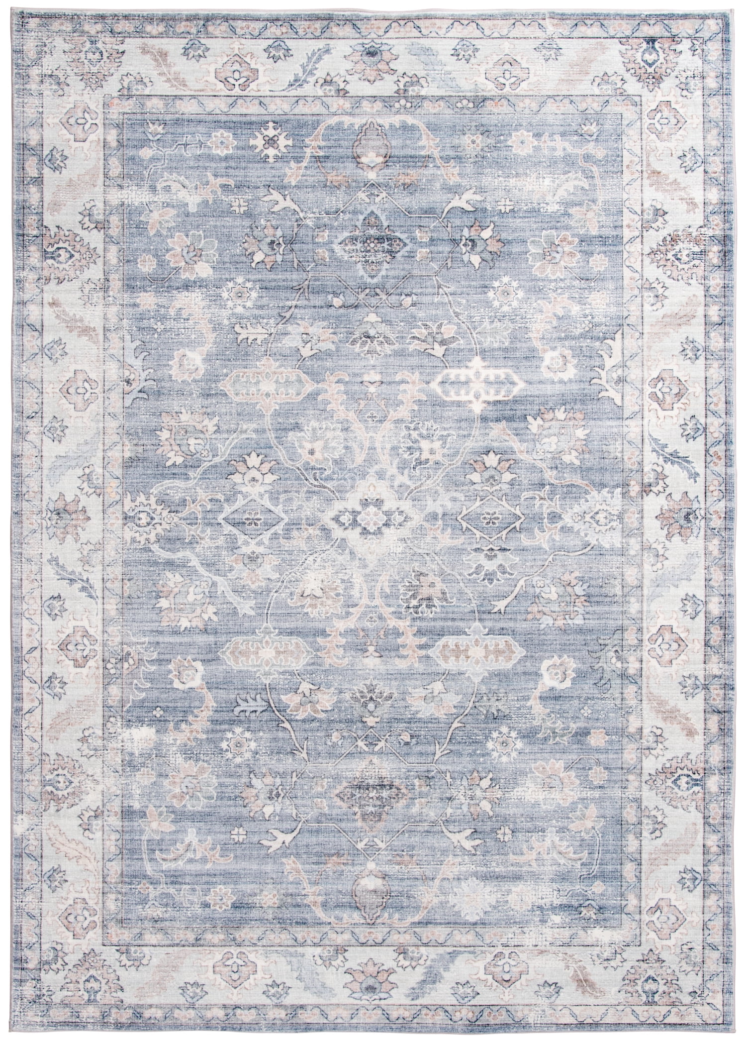 Better Homes & Gardens Washable Persian Area Rug, Blue, 5'x7'