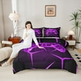 thumbnail image 4 of Castle Fairy Video Game 3pcs King Size Comforter Sets,Black Purple Bedding Comforter Set,Geometric Theme Super Cozy Bedding Set,Ultra Soft Abstract Home Decor,Reversible, 4 of 8