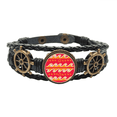 thumbnail image 1 of fire wave mexico totems  civilización dibujo Pulsera marina tejida en cuero, 1 of 4