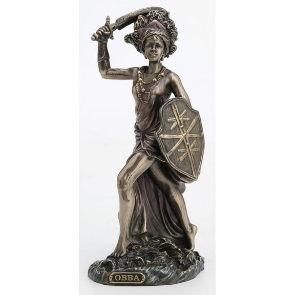 Veronese Design 8 5/8 Inch Santeria Orishas Obba River Goddess Cold Cast Resin Bronze Finish Statue Shrine Idol