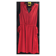 $89.99 Tommy Hilfiger Red Polyester 3-Button V neck sleeveless Dress Size: Med