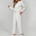 thumbnail image 4 of Plebaso Women's Two Piece Outfit Lounge Set Long Sleeve V Neck Sweatshirt and Pants Tracksuit Solid Color, 4 of 8