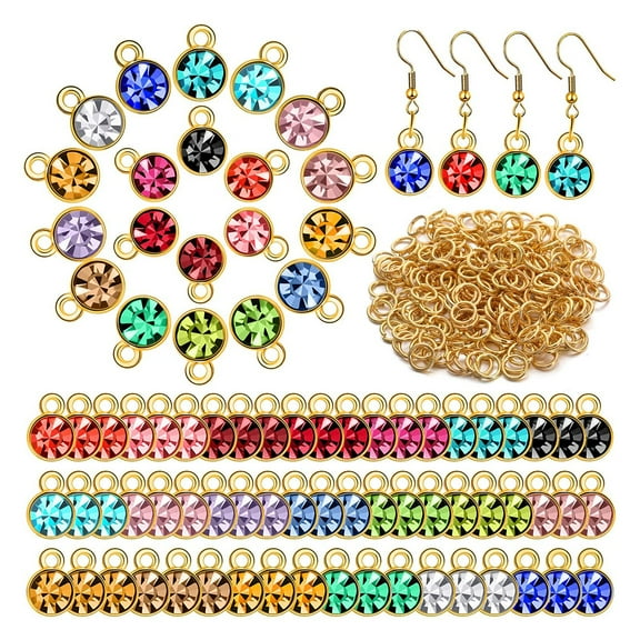 WINDLAND Colors Crystal Birthstone DIY Beads Pendant with Rings Mixed Chian