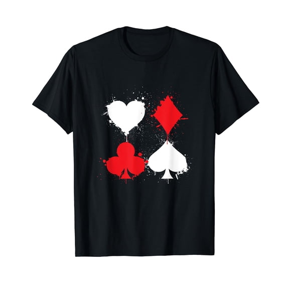 Playing Cards Poker Heart Spade All In Club T-Shirt Black Tee