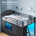 thumbnail image 5 of Low Loft Bed with 8 Storage Drawers and LED Lights, Twin Loft Bed Frame with Upholsterd Headboard, Safety Guardrail, Ladder and Under-Bed Play Area, Black, 5 of 10