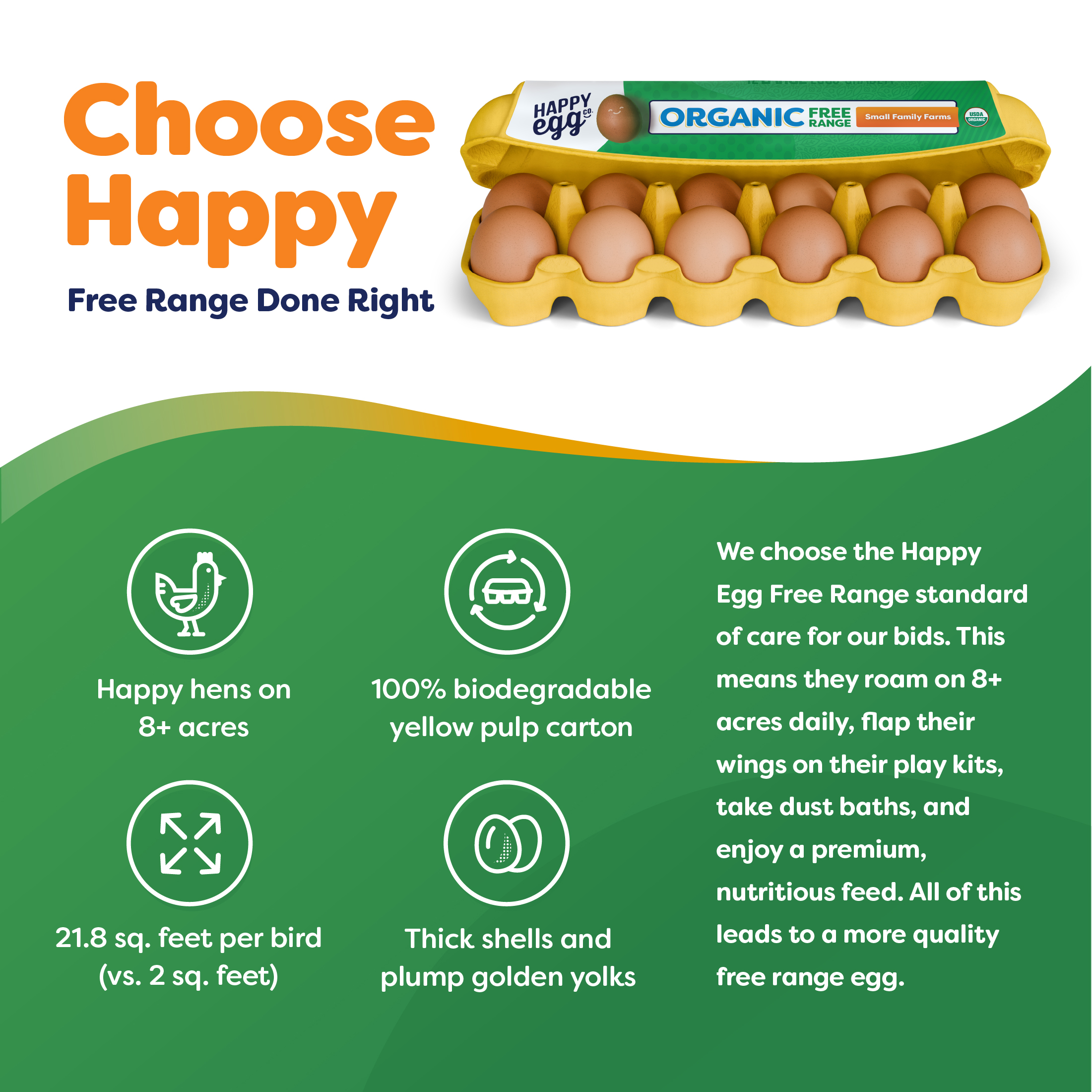 Happy Egg Co Organic Free-Range Large Brown Eggs, 12 Count (Dozen) - image 5 of 6