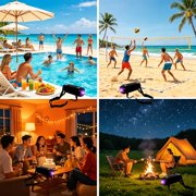TUNES2GO Portable Bluetooth Speaker with Party Lights, IPX4 Waterproof, 15W, TWS, Black