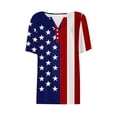 thumbnail image 6 of successthop 4th of July Clothes Women Flags Loose Plus Size V Neck T Shirt Button Festival Shirts Short Sleeve Tops Blue, 6 of 7