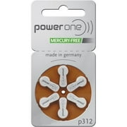 Power One Hearing Aid Batteries Mercury Free Size 312, PR41 (120 Batteries) + Battery Keychain Kit