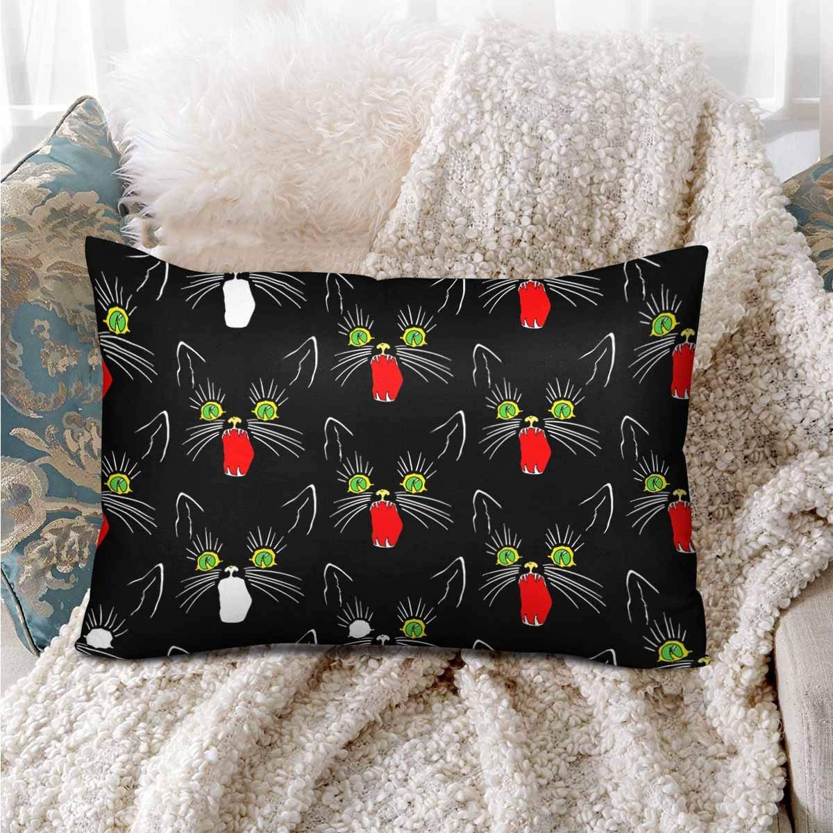 GCKG Scary Angry Black Halloween Cat Seamless Pattern Pillow Cases Pillowcase 20x30 inches