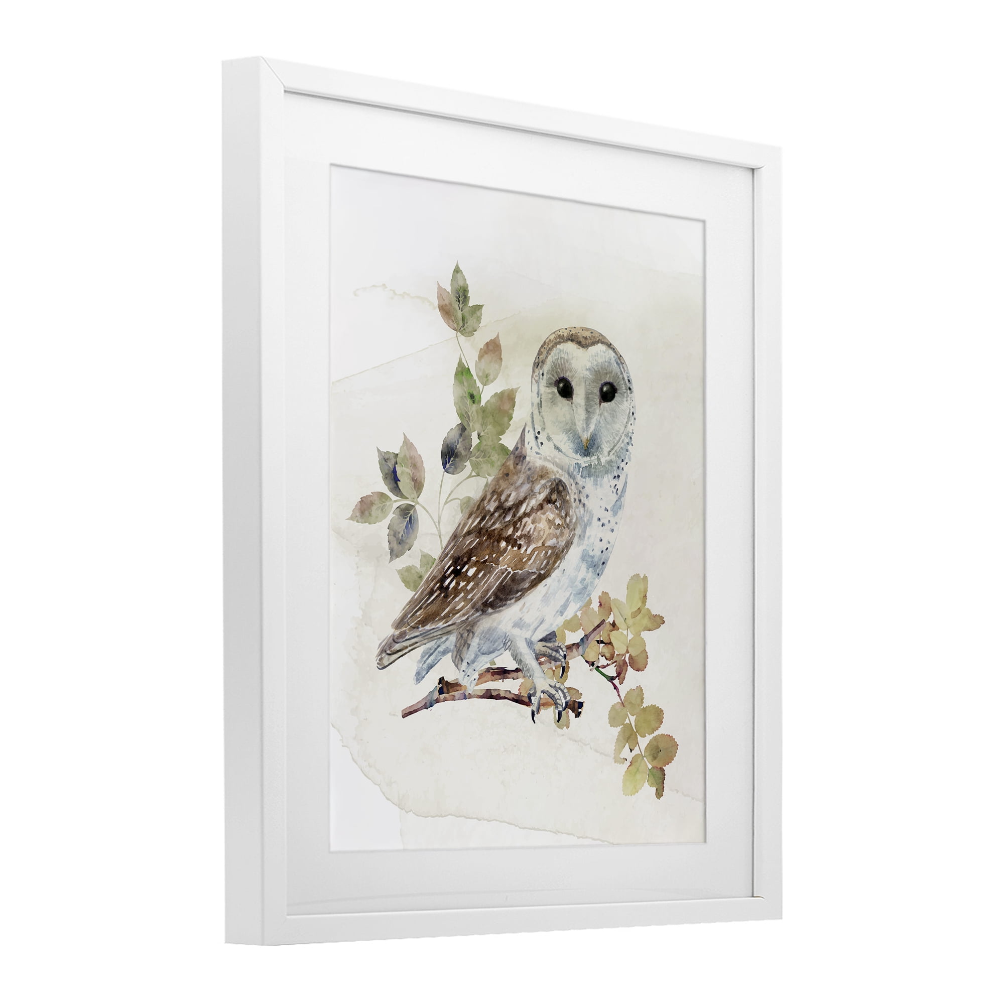 Stupell Industries Owl Among Autumn Leaves White Framed Print Under Glass, design by CAD Designs