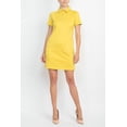 thumbnail image 2 of London Times Collared Button Short Sleeve Bodycon Solid Short Scuba Dress with Pockets-AZURE / 10, 2 of 16