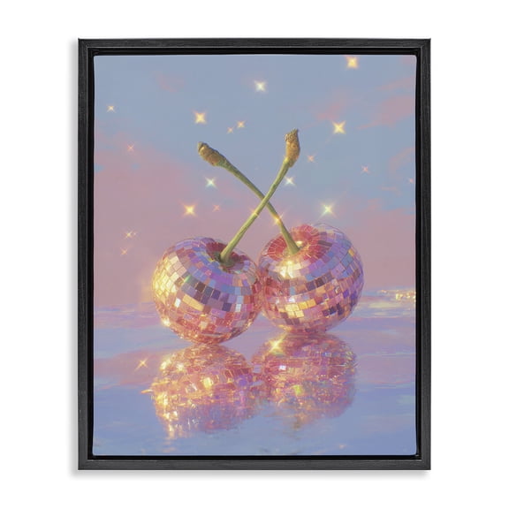 Disco Cherry Reflection Black Framed Floater Canvas Wall Art, design by Ziwei Li
