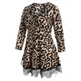 thumbnail image 3 of Conjunto Pantalones Fruncido de Talla Grande con Encaje de Leopardo Rosegal  Pijamas y Batas Tallas Grandes, 3 of 5