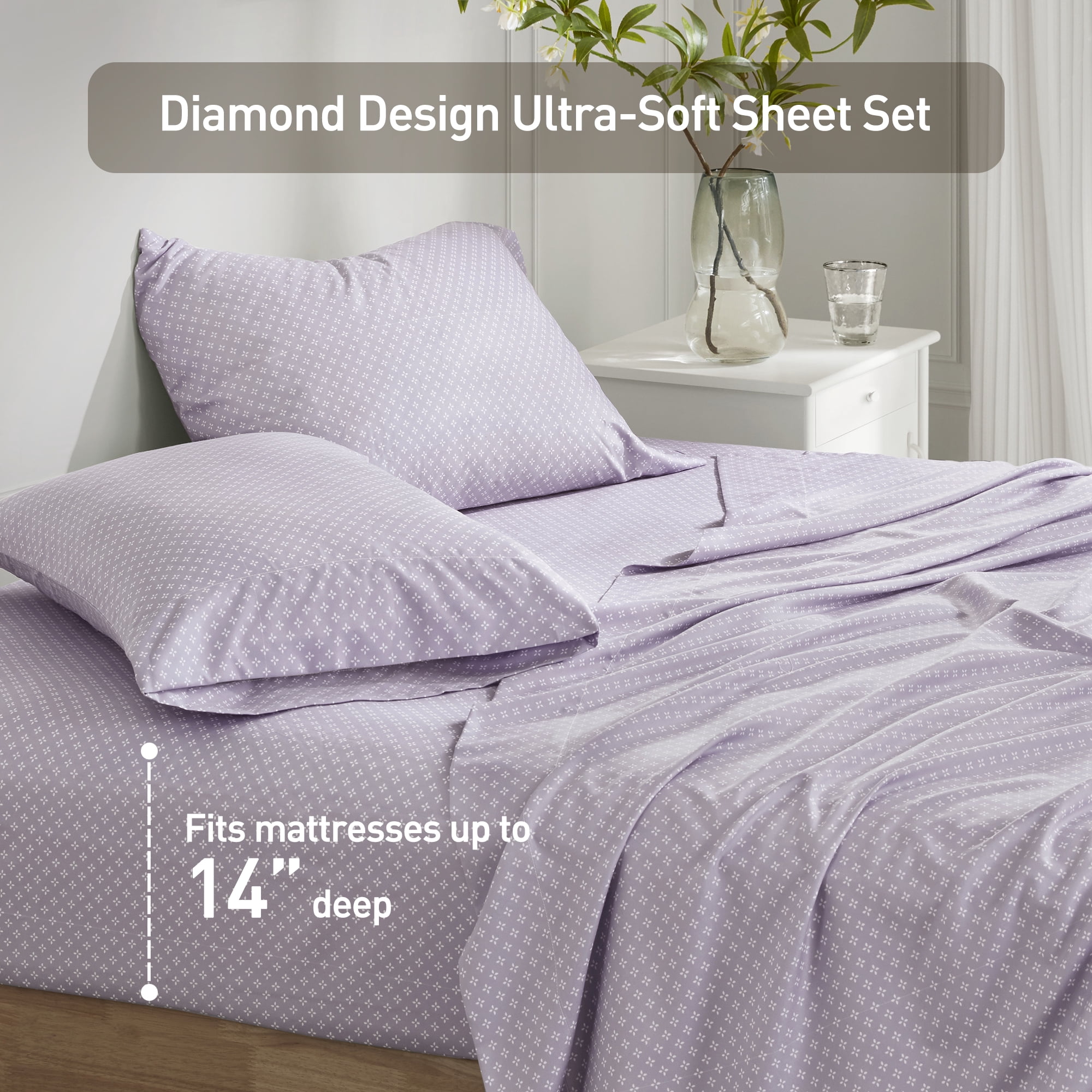 Regency Heights Queen Comforter Set with Sheets, Soft Brushed Bed in A Bag with Diamond Printed Bed Sheet Set, 7 Piece Bedding Sets with Flat Sheet and Fitted Sheet, Taupe