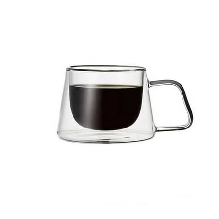 

200ml Anti Scalding Insulated Double Wall High Borosilicate with Handle Breakfast Mug Coffee Tea Cup Double Cup 1