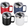 thumbnail image 1 of Volhoply Tasse à Café en Acier Inoxydable Isolée 14oz avec Couvercle en Vrac, Lot de 4, Tasse à Café de Voyage à Double Paroi sous Vide avec Poignée, Gobelets Réutilisables, Tasses de Camping Gardent au Chaud, Cadeaux de Noël (Assortis, 4), 1 of 6