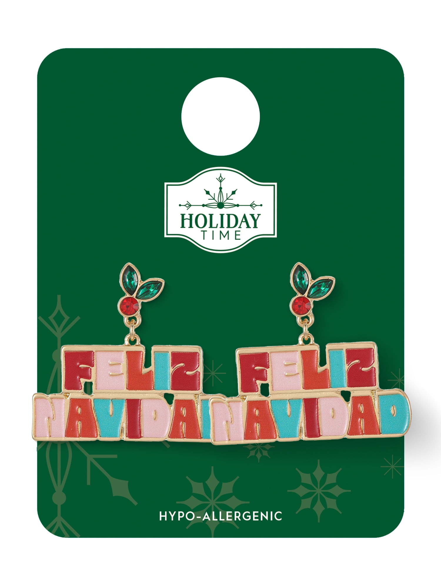 Holiday Time Feliz Navidad Earrings, 1 Pair