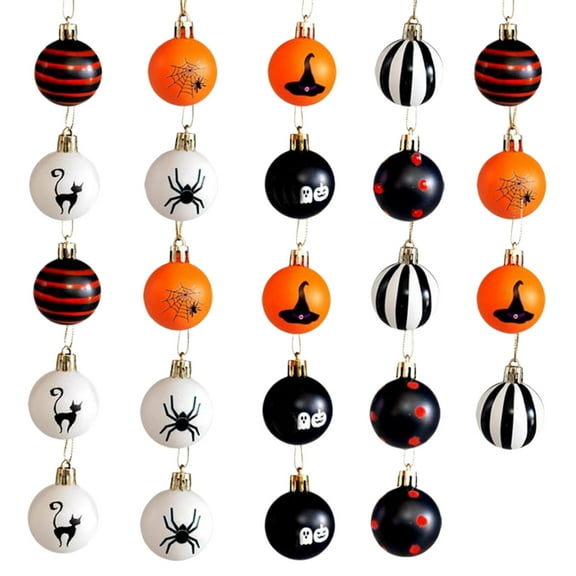 Halloween Party Tree Hanging Ornaments Set Of 24 Pieces For Porch And Indoor Seasonal Decoration 2 Inch Diameter