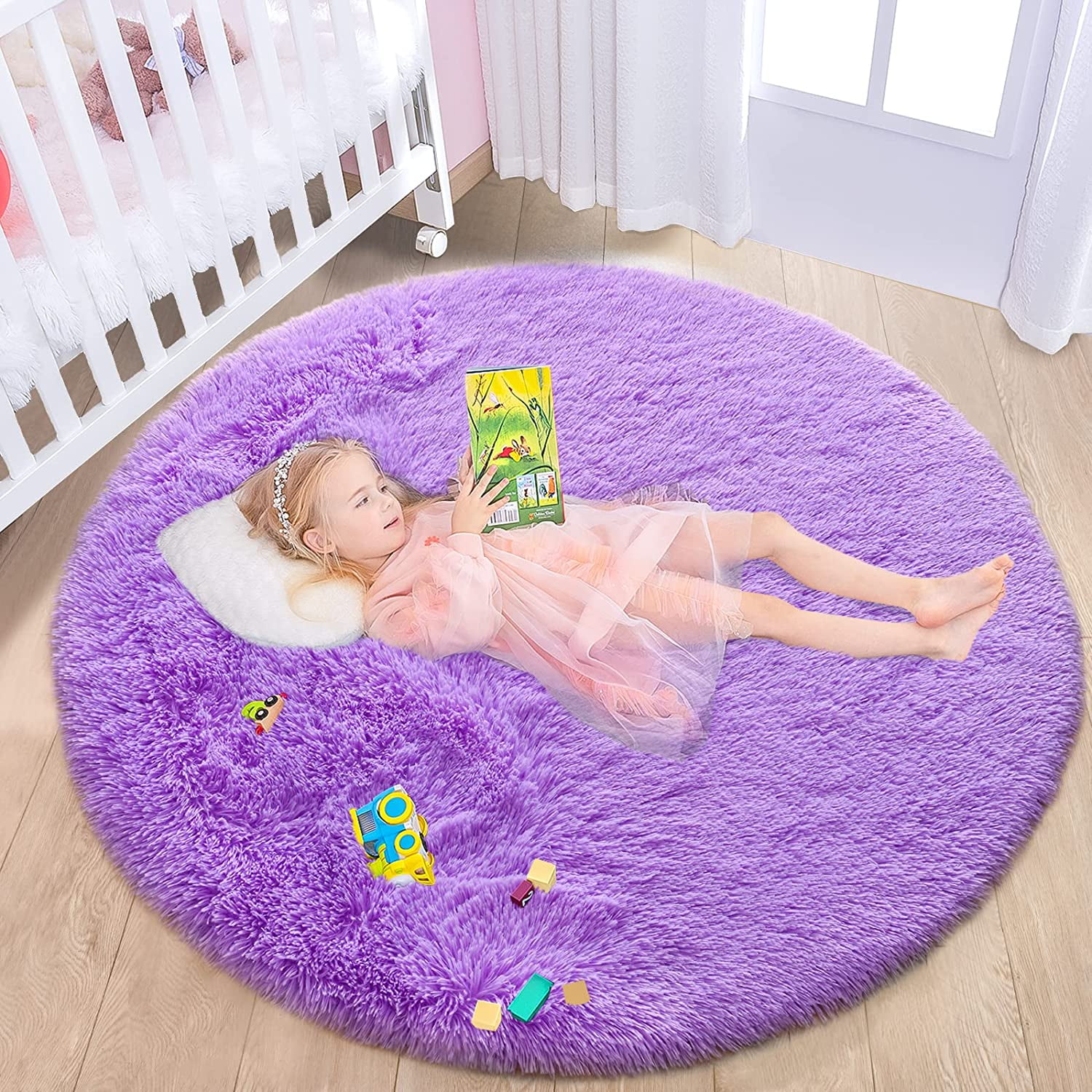 Noahas Luxury Round Fluffy Area Rugs for Bedroom Kids Girls Room