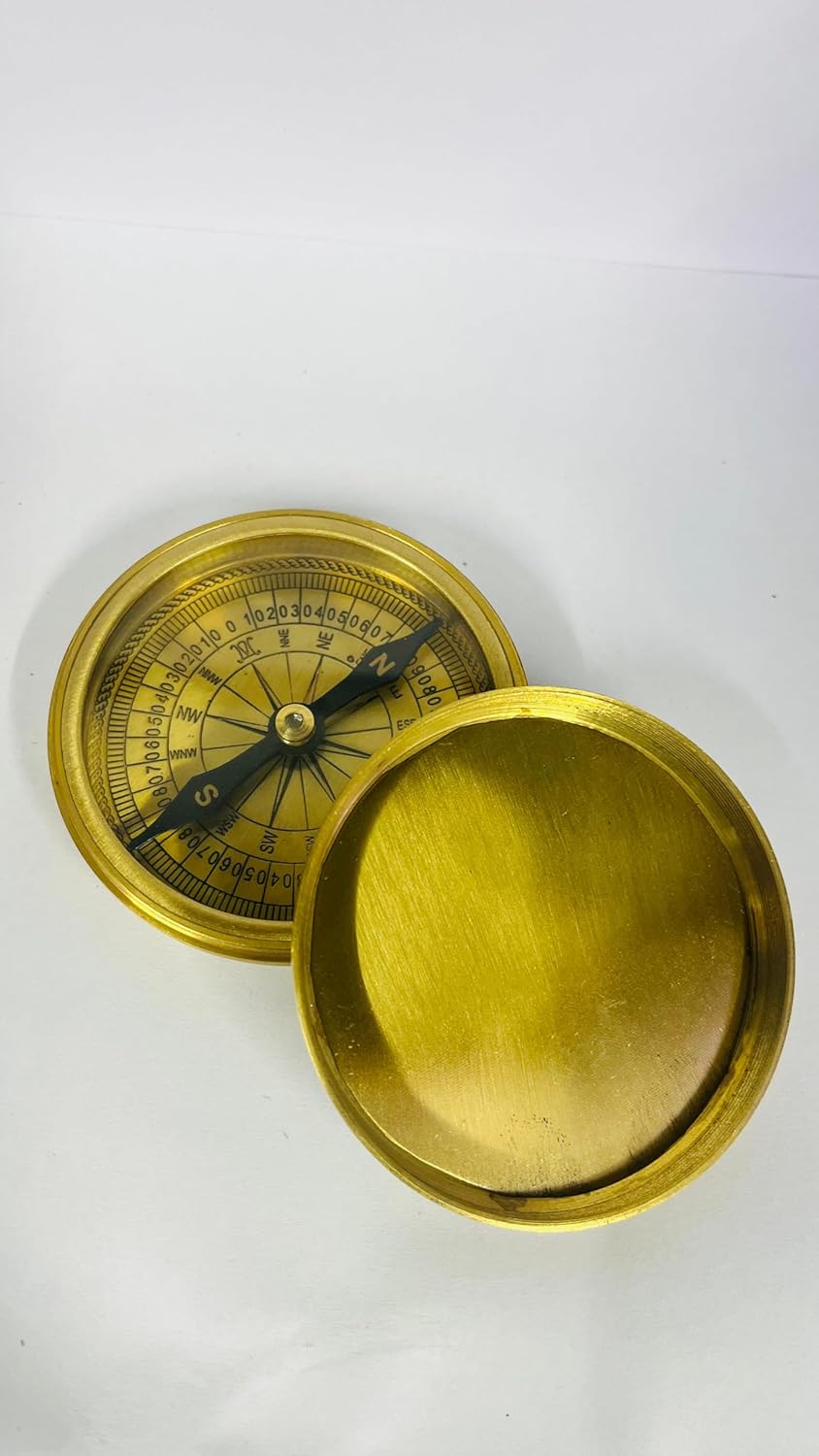 Brass Navigation Compass with Degree Markings, Vintage Style Directional Guide, Gold