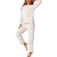 thumbnail image 4 of INSPIRE CHIC Women's Sweatsuits 2 Piece Outfit Fuzzy Flannel Lounge Sets Sweater Pants Pajama Sets 3XL Beige, 4 of 6