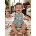 thumbnail image 4 of RUINIXCW Toddler Boys Birthday Romper Cute Letter Embroidery Sleeveless Overalls, 4 of 8