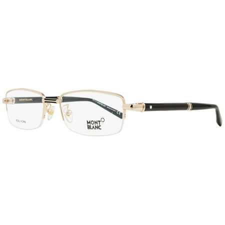 Montblanc Semi-Rimless Eyeglasses MB434 028 Size: 56mm Rose Gold/Black Horn (Best Rimless Eyeglasses For Men)