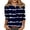 Dark Blue/Striped, variant on WTXUE T-Shirts 3/4 Sleeve, Crew Neck Shirts for Women's Button up 3/4 Length Sleeve T Shirt Top Striped | Casual for Women Dark Blue/Striped XXL