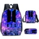 thumbnail image 2 of Kpop BTS Mochila con cable de audio USB puerto de carga coreano casual mochila portátil bolsa univer purpura, 2 of 3