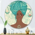 thumbnail image 2 of Designart 'Portrait of African American Woman With Blue Hair I' Modern Circle Metal Wall Art 29x29 - Disc of 29, 2 of 5
